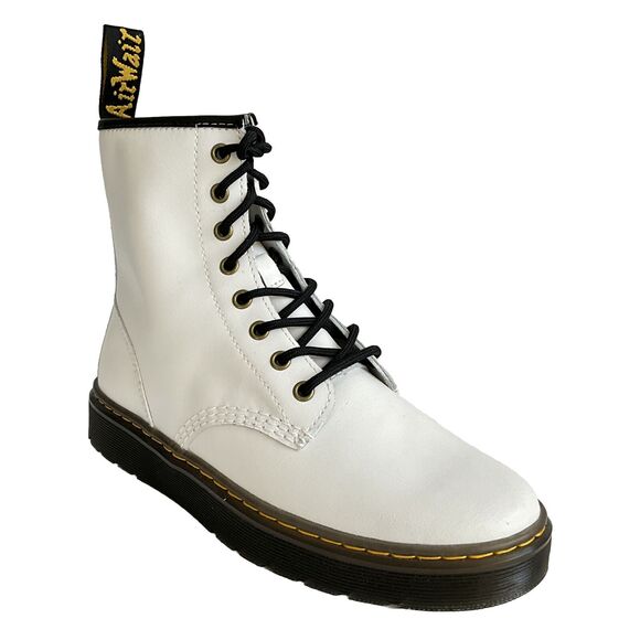 Dr. Martens Leather Zavala Ankle Combat Boots White 9 - Picture 1 of 12